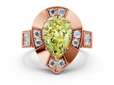 Rose gold Milgrain Fancy Yellow Pear Cut Diamond Halo Split Shank Ring_6