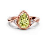 Rose gold Milgrain Fancy Yellow Pear  Cut Diamond Ring with Tapered Pave Band and Four Prong Setting_3