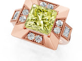 Rose gold Milgrain Fancy Yellow Princess Cut Diamond Halo Split Shank Ring_1