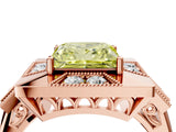 Rose gold Milgrain Fancy Yellow Princess Cut Diamond Halo Split Shank Ring_4