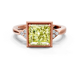 Rose gold Milgrain Fancy Yellow Princess  Cut Diamond Ring with Tapered Pave Band and Four Prong Setting_23