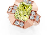 Rose gold Milgrain Fancy Yellow Radiant Cut Diamond Halo Split Shank Ring_13