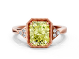 Rose gold Milgrain Fancy Yellow Radiant  Cut Diamond Ring with Tapered Pave Band and Four Prong Setting_3