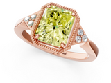 Rose gold Milgrain Fancy Yellow Radiant  Cut Diamond Ring with Tapered Pave Band and Four Prong Setting_4
