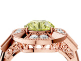 Rose gold Milgrain Fancy Yellow Round Cut Diamond Halo Split Shank Ring_4
