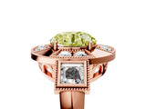 Rose gold Milgrain Fancy Yellow Round Cut Diamond Halo Split Shank Ring_5