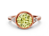 Rose gold Milgrain Fancy Yellow Round  Cut Diamond Ring with Tapered Pave Band and Four Prong Setting_23