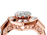 Rose gold Milgrain Heart Cut Diamond Halo Split Shank Ring_12