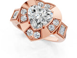 Rose gold Milgrain Heart Cut Diamond Halo Split Shank Ring_9