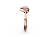 Rose gold Milgrain Heart Cut Diamond Ring with Tapered Pave Band and Four Prong Setting_5