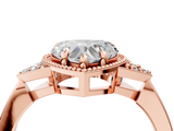 Rose gold Milgrain Heart Cut Diamond Ring with Tapered Pave Band and Four Prong Setting_7