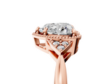 Rose gold Milgrain Heart Cut Diamond Ring with Tapered Pave Band and Four Prong Setting_8