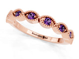 Rose gold Milgrain Marquise Amethyst Half Eternity Band with Bezel Setting_19