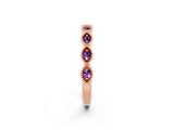 Rose gold Milgrain Marquise Amethyst Half Eternity Band with Bezel Setting_20