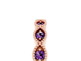 Rose gold Milgrain Marquise Amethyst Half Eternity Band with Bezel Setting_23
