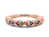 Rose gold Milgrain Marquise Aquamarine Half Eternity Band with Bezel Setting_18