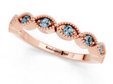 Rose gold Milgrain Marquise Aquamarine Half Eternity Band with Bezel Setting_19