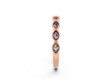 Rose gold Milgrain Marquise Aquamarine Half Eternity Band with Bezel Setting_20