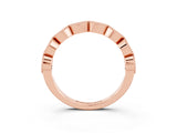 Rose gold Milgrain Marquise Blue Sapphire Half Eternity Band with Bezel Setting_21