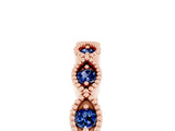 Rose gold Milgrain Marquise Blue Sapphire Half Eternity Band with Bezel Setting_23