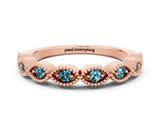 Rose gold Milgrain Marquise Blue Topaz Half Eternity Band with Bezel Setting_18