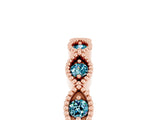 Rose gold Milgrain Marquise Blue Topaz Half Eternity Band with Bezel Setting_23