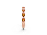 Rose gold Milgrain Marquise Citrine Half Eternity Band with Bezel Setting_20