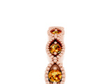 Rose gold Milgrain Marquise Citrine Half Eternity Band with Bezel Setting_23