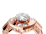Rose gold Milgrain Marquise Cut Diamond Halo Split Shank Ring_12