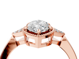 Rose gold Milgrain Marquise Cut Diamond Ring with Tapered Pave Band and Four Prong Setting_7