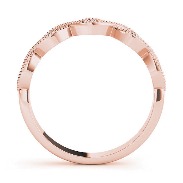 Rose gold Milgrain Marquise Diamond Band with Round Cut Stones and Bezel Setting 2
