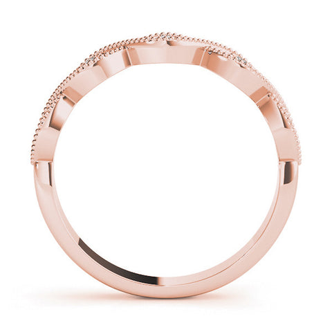Rose gold Milgrain Marquise Diamond Band with Round Cut Stones and Bezel Setting 2