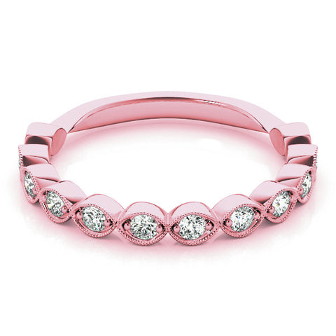 Rose gold Milgrain Marquise Diamond Eternity Band with Bezel Setting 1