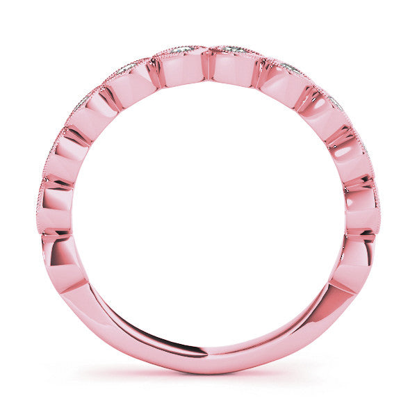 Rose gold Milgrain Marquise Diamond Eternity Band with Bezel Setting 2