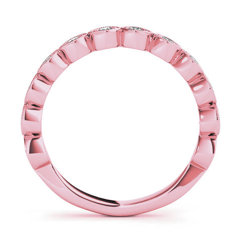 Rose gold Milgrain Marquise Diamond Eternity Band with Bezel Setting 2