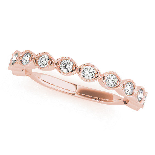 Rose gold Milgrain Marquise Diamond Eternity Band with Bezel Setting