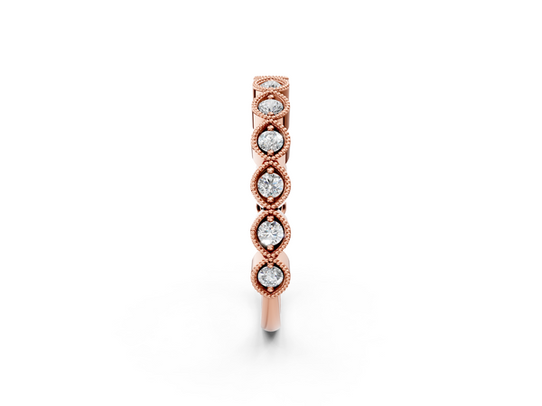Rose gold Milgrain Marquise Diamond Eternity Band with Bezel Setting