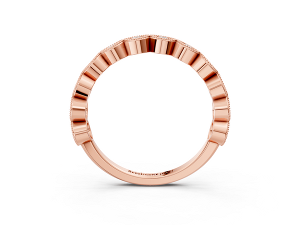 Rose gold Milgrain Marquise Diamond Eternity Band with Bezel Setting