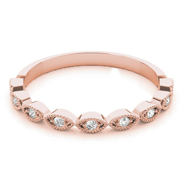 Rose gold Milgrain Marquise Diamond Half-Eternity Band with Bezel Setting 1