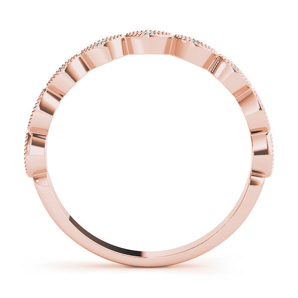 Rose gold Milgrain Marquise Diamond Half-Eternity Band with Bezel Setting 2