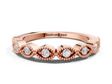 Rose gold Milgrain Marquise Diamond Half Eternity Band with Bezel Setting_40