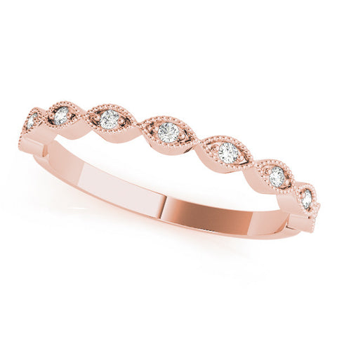 Rose gold Milgrain Marquise Diamond Half-Eternity Band with Bezel Setting