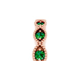Rose gold Milgrain Marquise Emerald Half Eternity Band with Bezel Setting_23