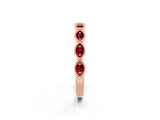Rose gold Milgrain Marquise Garnet Half Eternity Band with Bezel Setting_20