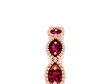 Rose gold Milgrain Marquise Garnet Half Eternity Band with Bezel Setting_23