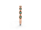 Rose gold Milgrain Marquise Green Sapphire Half Eternity Band with Bezel Setting_20