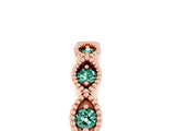 Rose gold Milgrain Marquise Green Sapphire Half Eternity Band with Bezel Setting_23