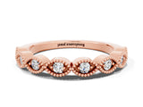 Rose gold Milgrain Marquise Moissanite Half Eternity Band with Bezel Setting_18