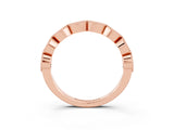 Rose gold Milgrain Marquise Moissanite Half Eternity Band with Bezel Setting_21
