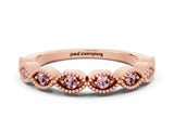 Rose gold Milgrain Marquise Morganite Half Eternity Band with Bezel Setting_18